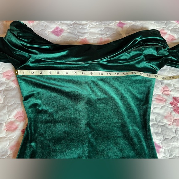 Club L London Strapless Velvet Dress in Emerald Green